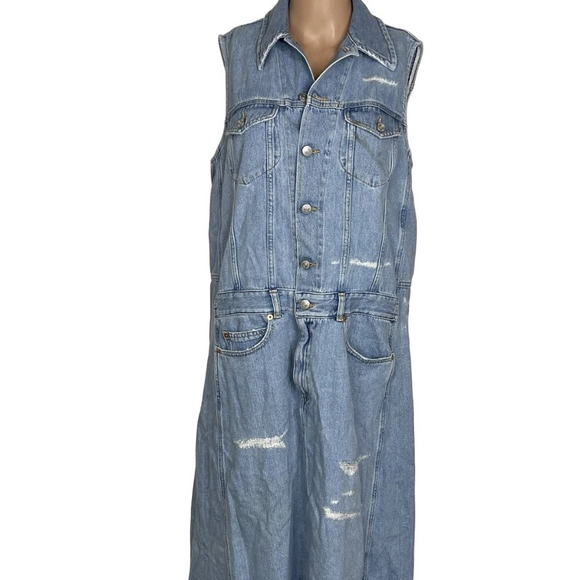 NEW MM6 Maison Margiela Women's Sleeveless Denim Dress Size 46 / US 10 Blue